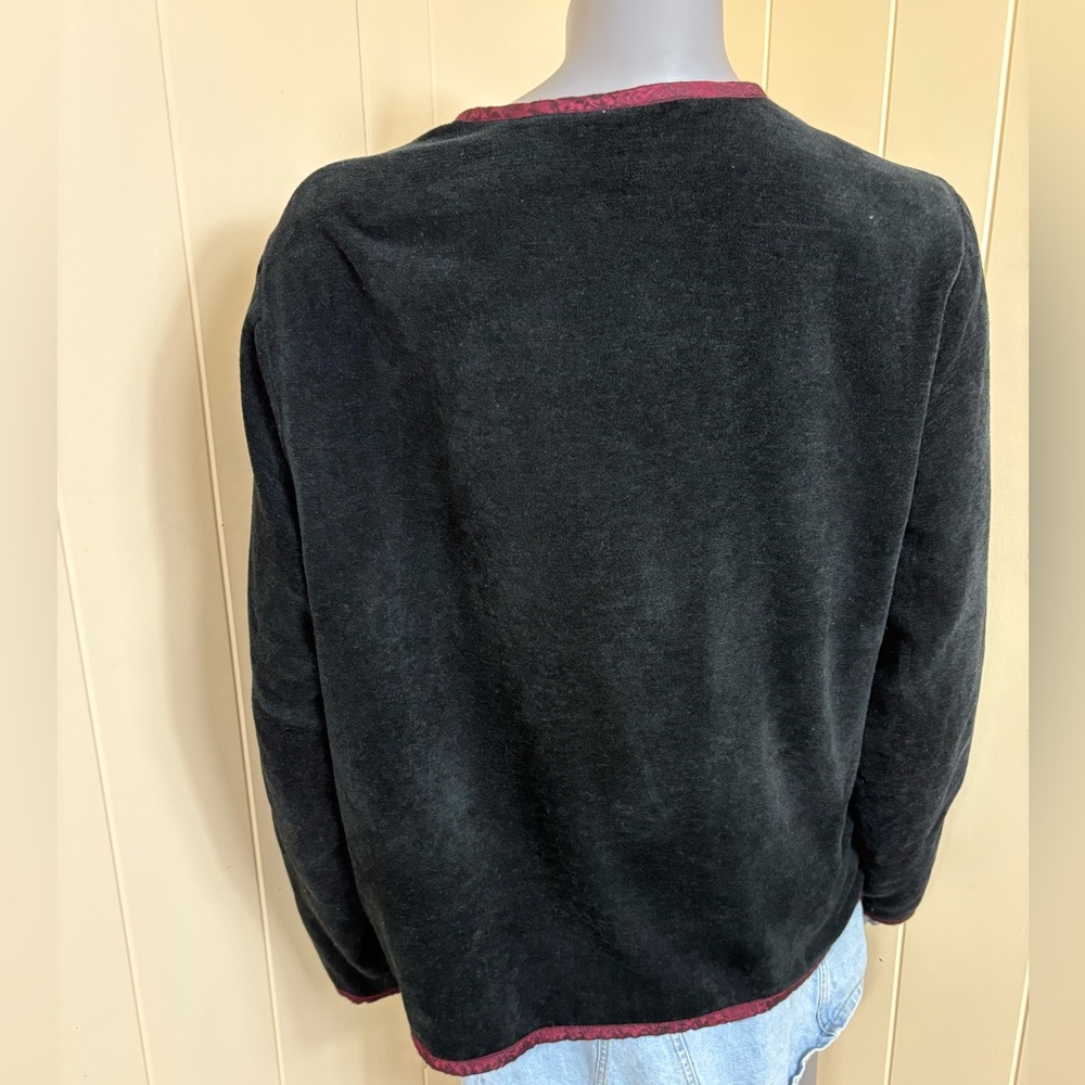 Vintage White Stag Women's Jacket Cardigan Womens XL Black Velvet Embroidered - Picture 2 of 16